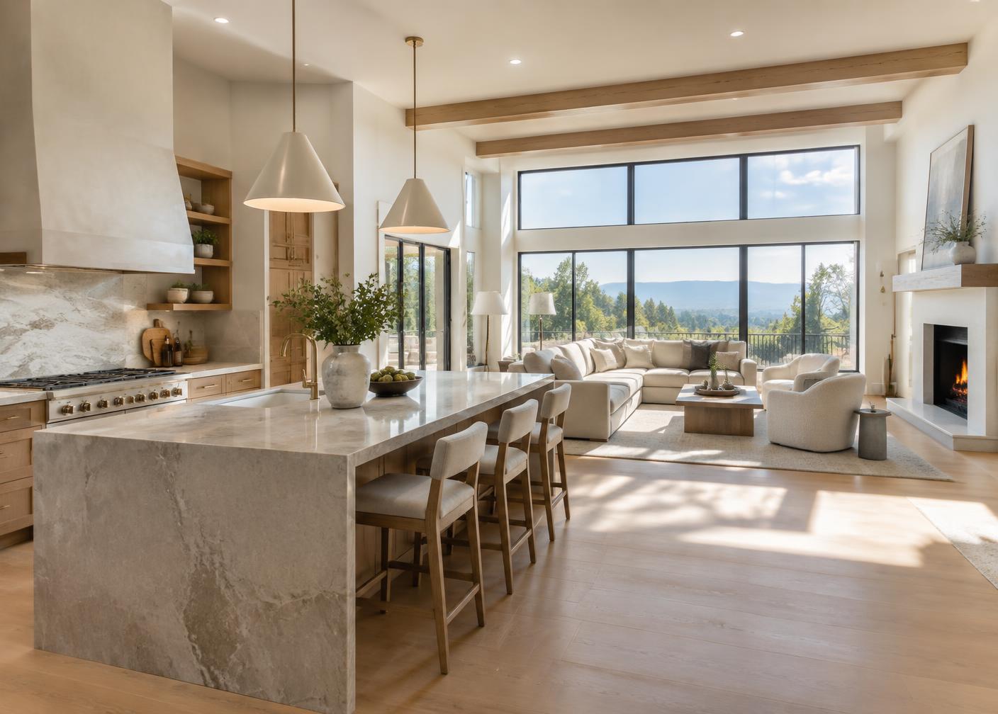 Bright open interior in a newly built home
